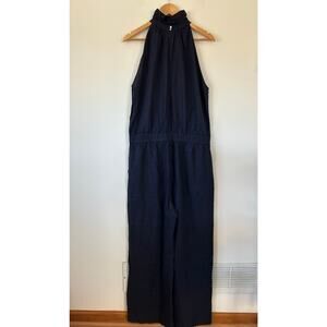 1901 womens navy jumpsuit size XL linen blend sleeveless